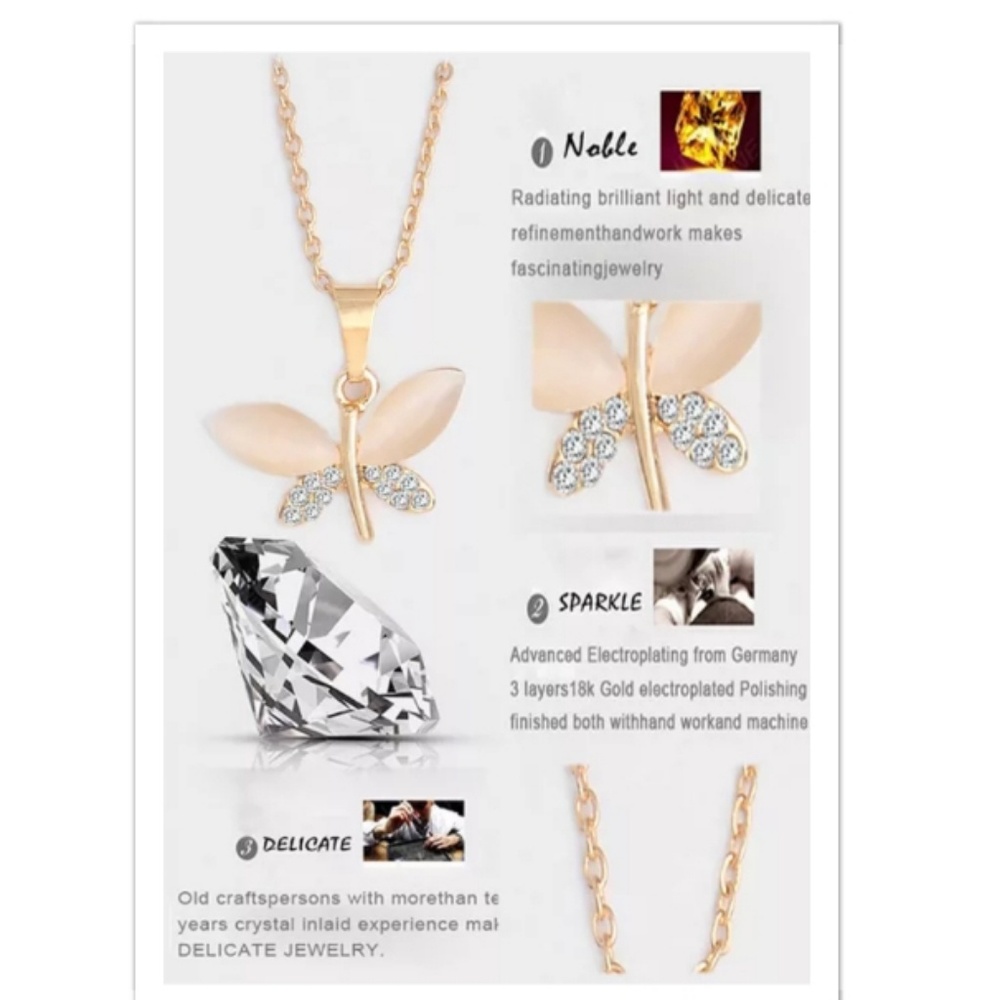CZ Crystal Delicate Butterfly Earrings Set - Picture 4 of 5